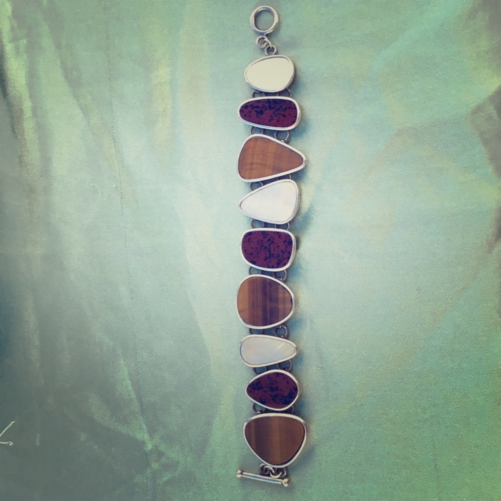 Sterling Silver Bracelet with Semi Precious Stones